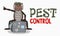 Funny pest control concept with sad homeless cartoon cockroach. Design for print, emblem, t-shirt, sticker, logotype, corporate