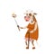 Funny picture cow photographer mamal person take selfie stick in his hand and cute animal taking a selfie together with