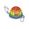 A funny picture of rainbow jelly making an Okay gesture