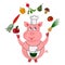 Funny pig cook-chef cartoon