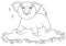 Funny piggy standing on water puddle, coloring book page