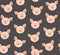 Funny piglets, seamless pattern, gray, vector.