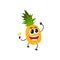 Funny pineapple character having fun at party