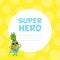 Funny Pineapple Hero in Mask and Cloak Near Lined Round Frame Vector Illustration