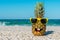 Funny pineapple in sunglasses