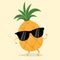 Funny pineapple with sunglasses