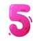 Funny Pink Balloon Number or Numeral Five Vector Illustration