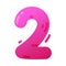 Funny Pink Balloon Number or Numeral Two Vector Illustration