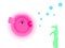 Funny pink blowfish underwater cartoon