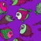 Funny pink and green fishes