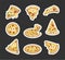 Funny pizza character. Sticker Bookmark