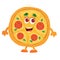 Funny pizza character on a white background,