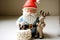 Funny plasticine Santa Claus with deer and cute little animals