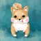 Funny playful shiba inu dog full face. Illustration for children. Hand drawn style
