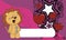 Funny plush lion cartoon valentine background