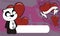 Funny plush panda bear cartoon valentine background