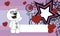 Funny plush polar bear cartoon valentine background