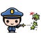 funny police cartoon characters fight virus with gunfire
