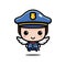 Funny police cartoon characters wearing full police costumes to become angels