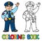Funny policeman. Coloring book