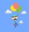 Funny Policeman Cop - Flying with Balloons