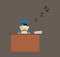 Funny Policeman Cop - Sleeping on Office Desk