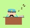 Funny Policeman Cop - Sleeping on Office Desk