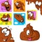 Funny poo character in many position - jumping, peeking out