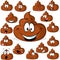 Funny poo with many expressions isolated