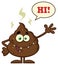 Funny Poop Cartoon Character Waving For Greeting With Speech Bubble And Text Hi