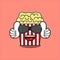 funny popcorn mascot with glasses