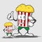 Funny popcorn with smiling illustration vector