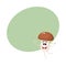 Funny porcini mushroom character shining from happiness, jumping excitedly