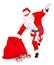 Funny pose of santa claus on white