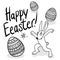 Funny Poster: Happy Easter! Easter Bunny and Decorative Eggs