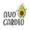 Funny poster or t-shirt template with cartoon avocado jogging and text Avo cardio