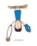 Funny Postman Character Hanging Upside Down on Branch