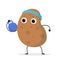 Funny potato character training in the gym