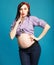 Funny pregnant woman in pin up style