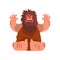 Funny primitive caveman, stone age prehistoric man character cartoon vector Illustration on a white background