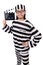 Funny prison inmate with movie board isolated