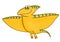 funny pterodactyl, flying dinosaur cartoon illustration, yellow