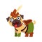 Funny pug dog character dressed as Robin Hood, funny dog in green costume vector Illustration on a white background