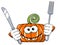 Funny pumpkin character isolated fork knife