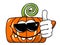 Funny pumpkin character isolated sunglasses thumb up