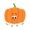 Funny Pumpkin with eyes on white background