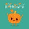 Funny pumpkins wish you a happy halloween. Vector graphics