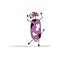 Funny purple cow dancing, sketch for your design