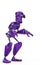 Funny purple robot cartoon doing a what is up sose in a white background