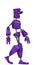 Funny purple robot cartoon just walking in a white background